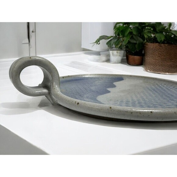 VTG Nichols Stoneware Pottery Candle Holder With Finger Hole Signed Boho Decor - Picture 5 of 9